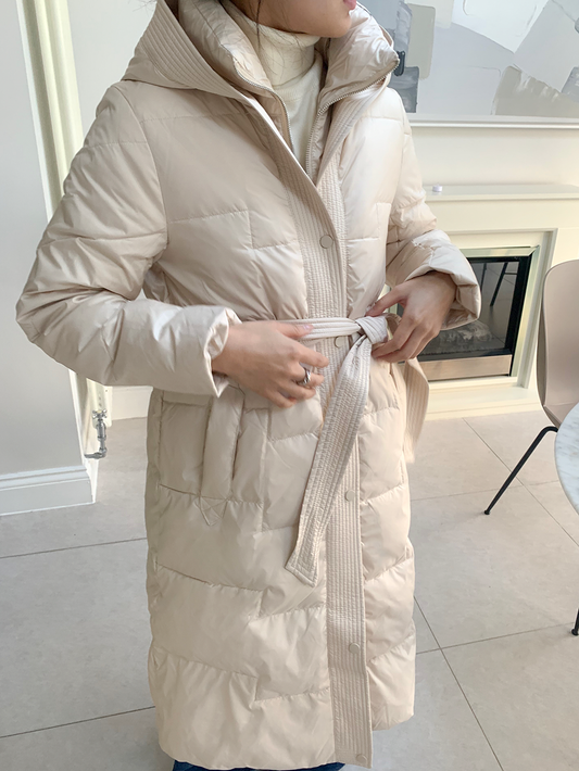 Duck Down Long Jacket - Ivory