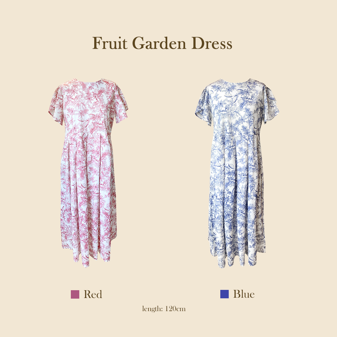 Fruit Garden Dress - Blue